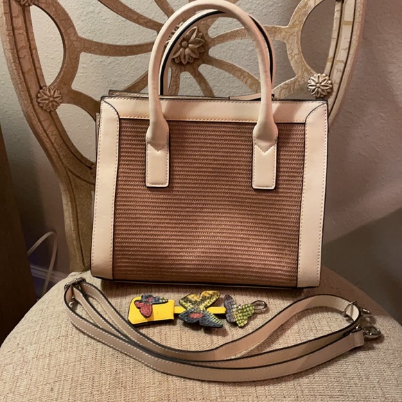 Purse Handbag Natural Ivory Tan Butterflies Summer - Picture 2 of 15